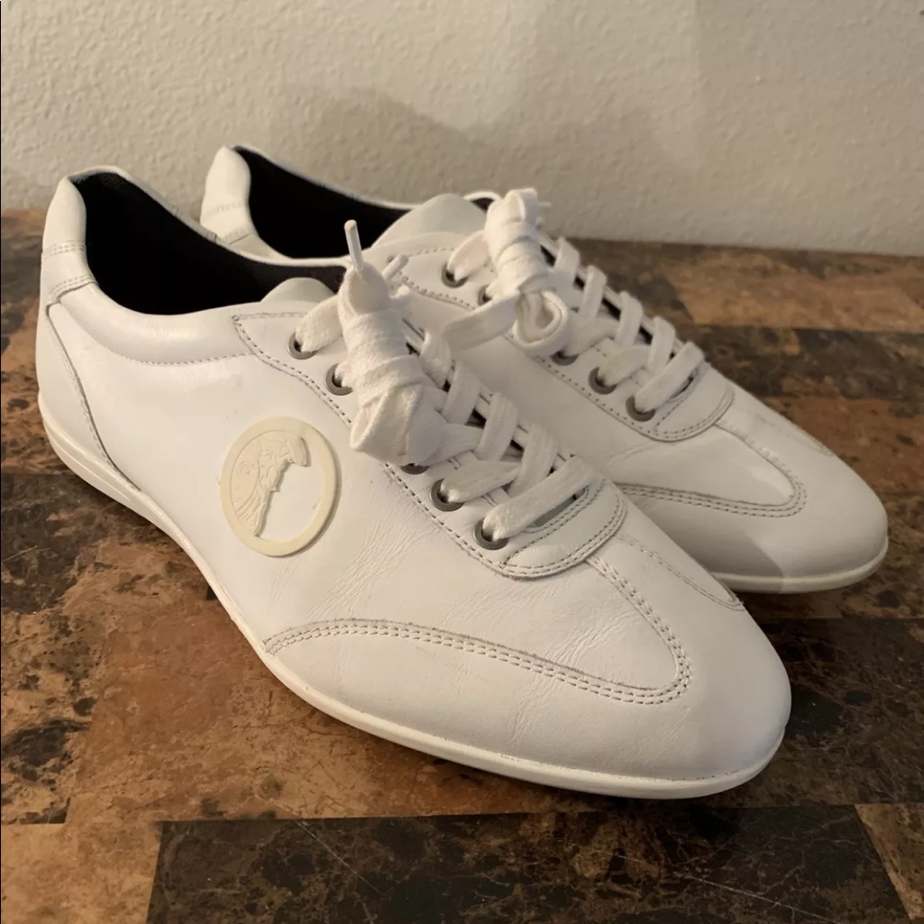 Versace Men's White Leather Sneakers / Shoes With